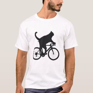 Camiseta Gato na bicicleta bicicleta de passeio de gato p
