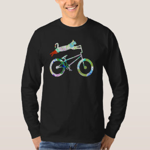 Camiseta Gato Na Bicicleta Bmx De Bicicleta De Bicicleta Bi