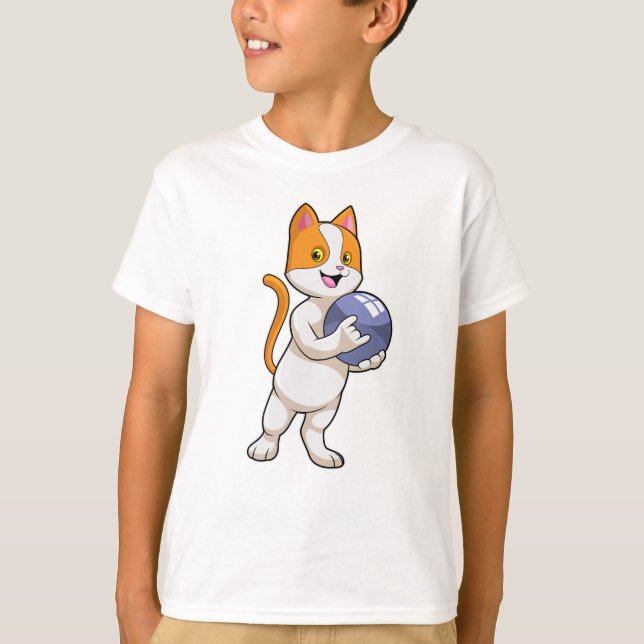 Camiseta Gato na Boliche com Bola de boliche (Frente)