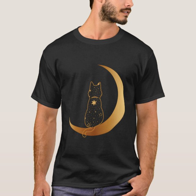 Camiseta Gato Na Design Da Lua (Frente)