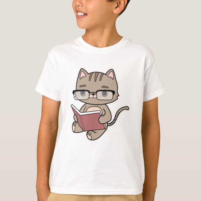 Camiseta Gato na Leitura com Livro (Frente)