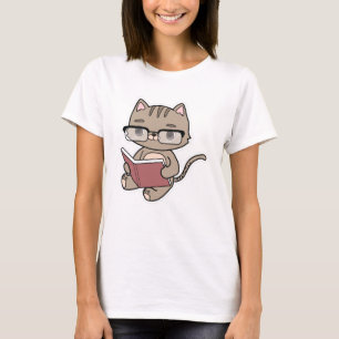 Camiseta Gato na Leitura com Livro