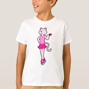 Camiseta Gato na patinação de gelo com Flor