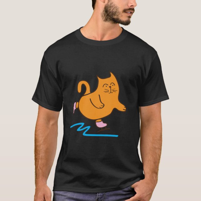 Camiseta Gato na patinação no gelo (Frente)