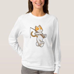 Camiseta Gato na pesca com vara de pesca