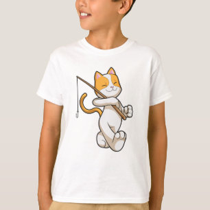 Camiseta Gato na pesca com vara de pesca