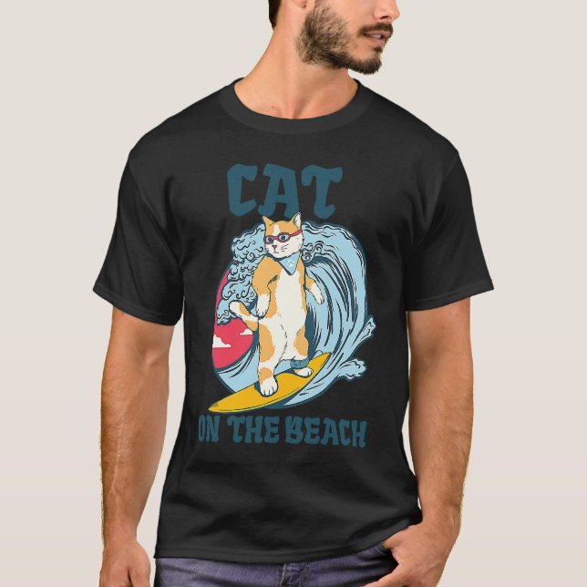 Camiseta gato na praia (Frente)