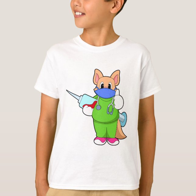 Camiseta Gato na Vacinação com Seringa (Frente)
