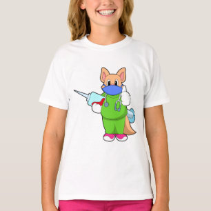 Camiseta Gato na Vacinação com Seringa