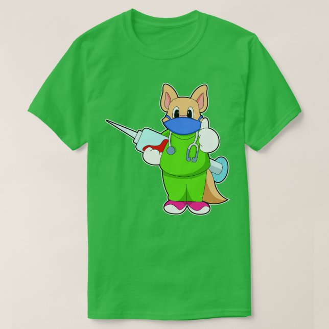 Camiseta Gato na Vacinação com Seringa (Frente do Design)