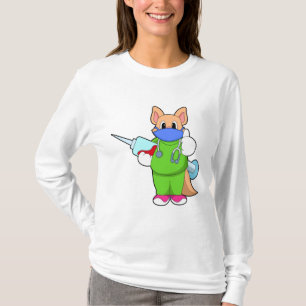 Camiseta Gato na Vacinação com Seringa