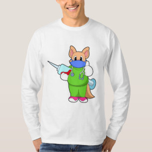 Camiseta Gato na Vacinação com Seringa