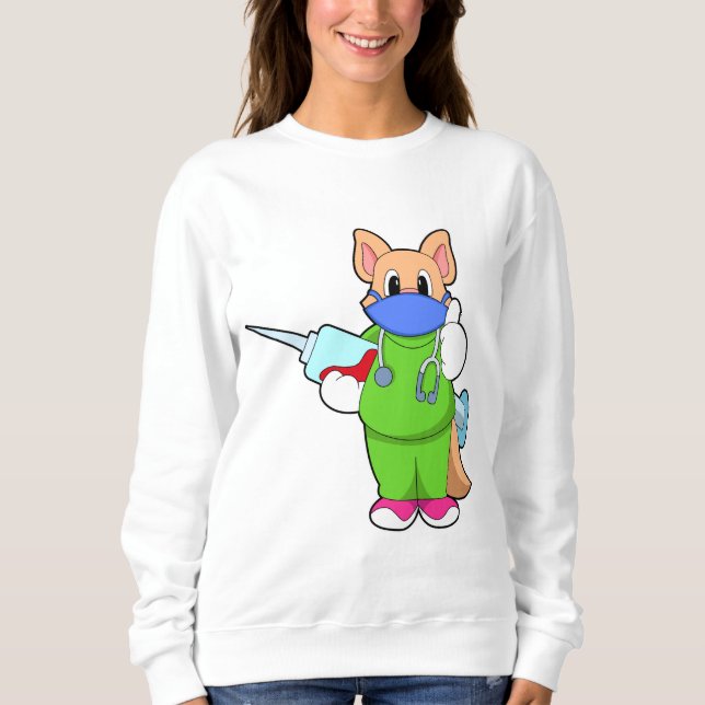 Camiseta Gato na Vacinação com Seringa (Frente)