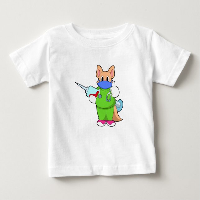 Camiseta Gato na Vacinação com Seringa (Frente)