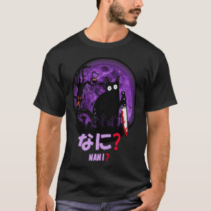 Camiseta Gato Nani Assassino de Halloween Gato com Faca