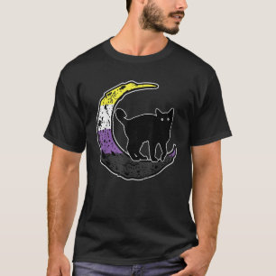 Camiseta Gato Não Binário Lua Orgulho Não Binário Lgbtq Mul