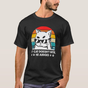 Camiseta Gato Não Morde Ele Julga Amante de Gato Gatinho En