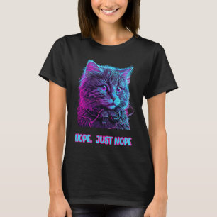 Camiseta Gato não, só não, retrowave ragdoll ouvindo música