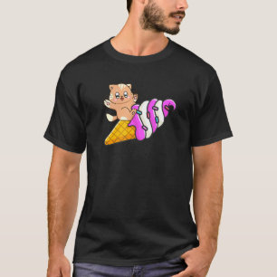 Camiseta Gato Nas Férias De Verão De Cone Sorvete