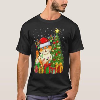 Camiseta Gato Natal Festa Santa Gato Árvore de Natal