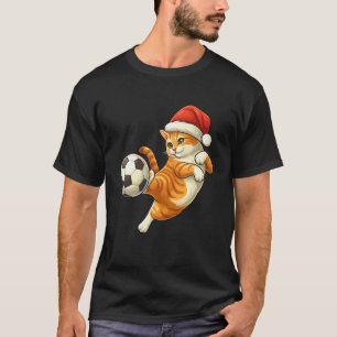 Camiseta Gato Natal Papai Noel Jogando Futebol Kitty Natal