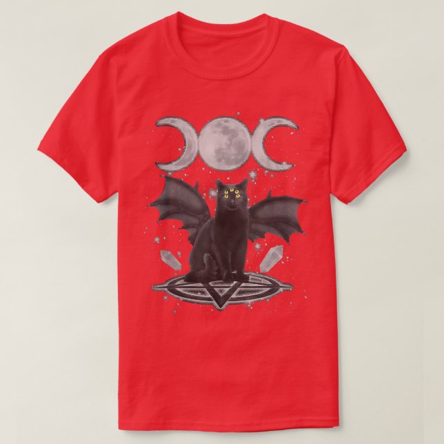 Camiseta Gato Negra Gato Triplo Gato Gato-de-Lua (Frente do Design)