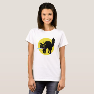 Camiseta Gato Negro Assassino engraçado, Gatinho Bonito com
