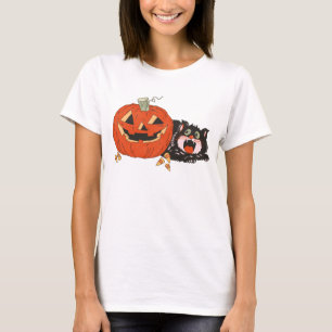 Camiseta Gato Negro Assustado pelo sorriso de Mau da Abóbor