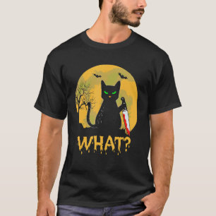 Camiseta Gato Negro Bonito Com Faca Maldita, Fumaça De Lua 