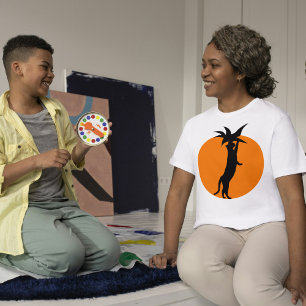 Camiseta Gato Negro Bonito Em Tomate Laranja Em Trendência