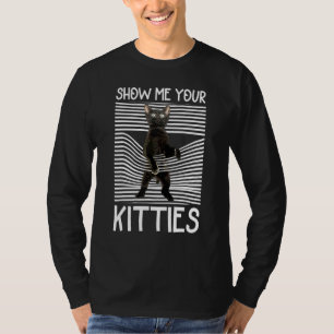 Camiseta Gato Negro Bonito Para Homens Mulheres Me Mostra S