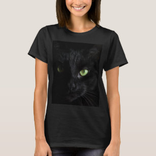 Camiseta Gato Negro com olhos verdes
