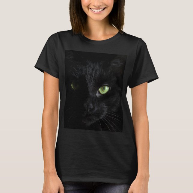 Camiseta Gato Negro com olhos verdes (Frente)