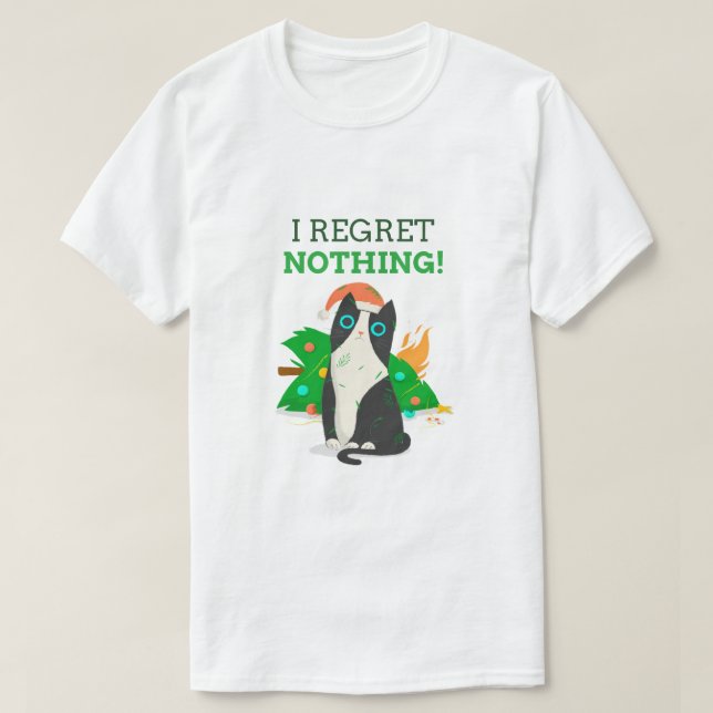 Camiseta Gato negro com quem eu me arrependo de nada (Frente do Design)