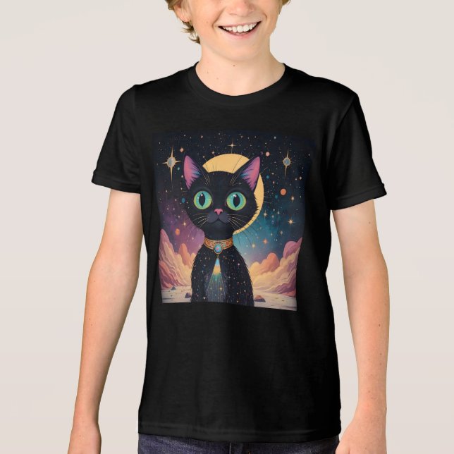Camiseta Gato Negro Cósmico de Futuro Atômico à Lua (Frente)