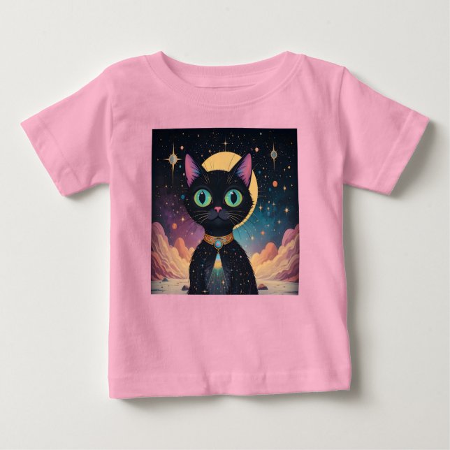 Camiseta Gato Negro Cósmico de Futuro Atômico à Lua (Frente)
