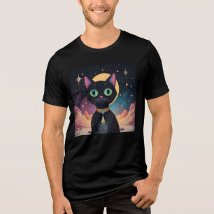 Camiseta Gato Negro Cósmico de Futuro Atômico à Lua