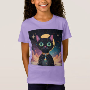 Camiseta Gato Negro Cósmico de Futuro Atômico à Lua