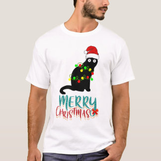 Camiseta Gato Negro de Natal - Feliz Natal
