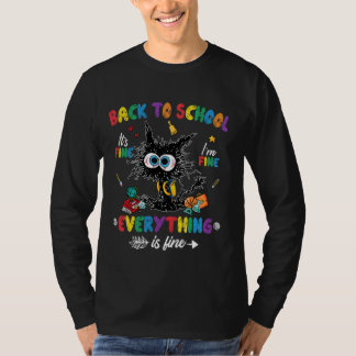 Camiseta Gato Negro de volta à escola. Estou bem, é bom pro