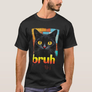 Camiseta Gato Negro Dizendo Humor S de Vintagem Gráfico Bru