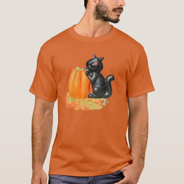 Camiseta Gato Negro e Abóbora (Frente)