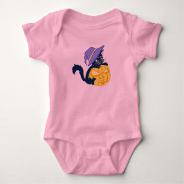 Camiseta Gato Negro e Abóbora do Halloween