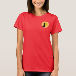 Camiseta Gato Negro e Arte de Dia das Bruxas Amarelas