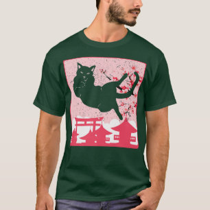Camiseta Gato negro e sakura Anime