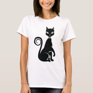 Camiseta Gato Negro Elegante