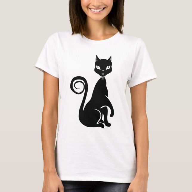Camiseta Gato Negro Elegante (Frente)