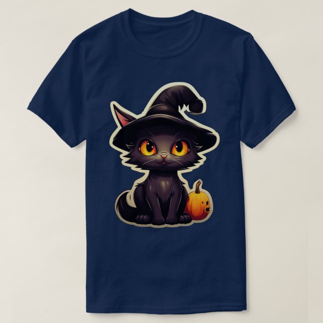 Camiseta Gato Negro Em Bruxas Que Gatos Pretos Estragam Hal (Frente do Design)