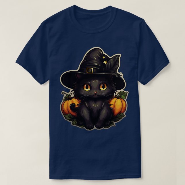 Camiseta Gato Negro Em Bruxas Que Gatos Pretos Estragam Hal (Frente do Design)