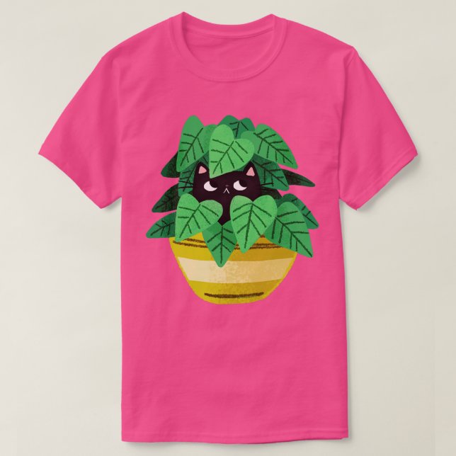 Camiseta Gato Negro Em Plantador (Frente do Design)